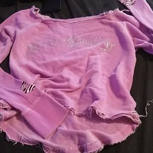 Jersey royalty tattered look top.